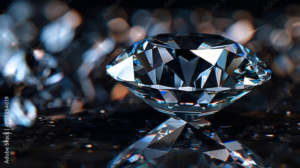 Sparkling Diamond on Black Background Sparkling Diamond on Black Background