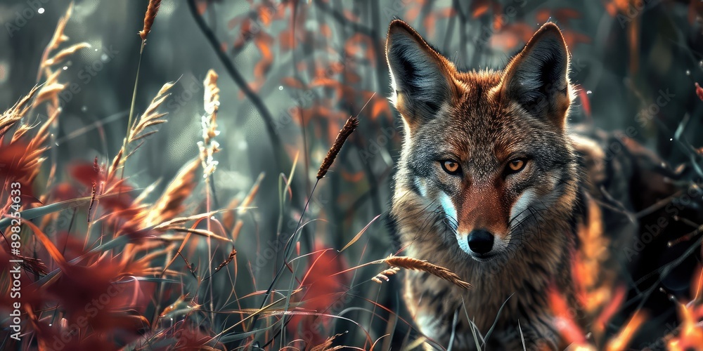 Portrait of a jackal in nature. Selective focus. Portrait of a jackal in nature. Selective focus.