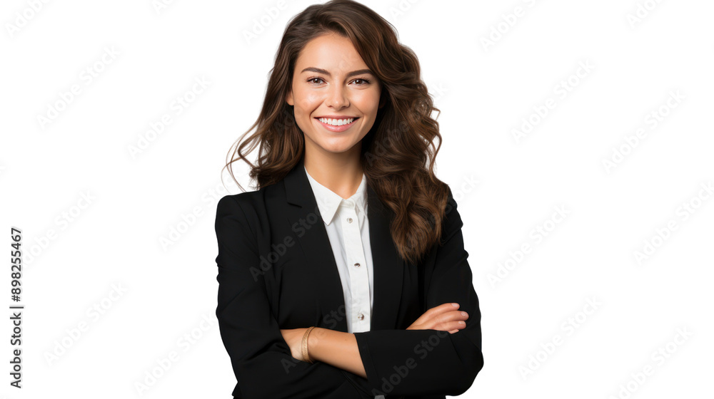 Smiling businesswoman looking at cameraIsolated from the white background. Smiling businesswoman looking at cameraIsolated from the white background.