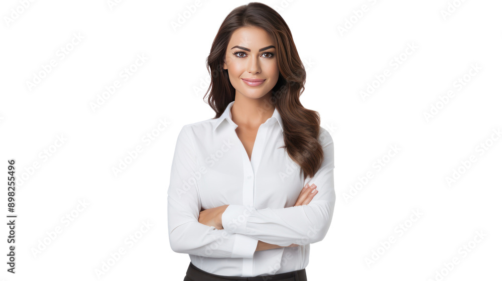 Smiling businesswoman looking at cameraIsolated from the white background. Smiling businesswoman looking at cameraIsolated from the white background.