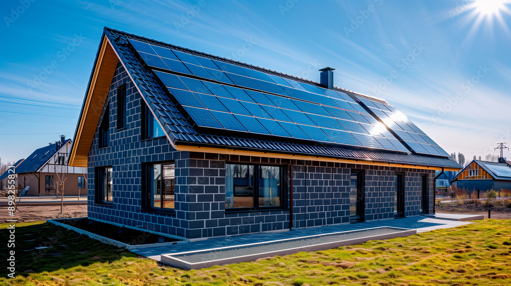 Obraz premium solar panels on a roof