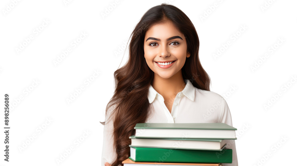 Female student with book isolated on white background Female student with book isolated on white background
