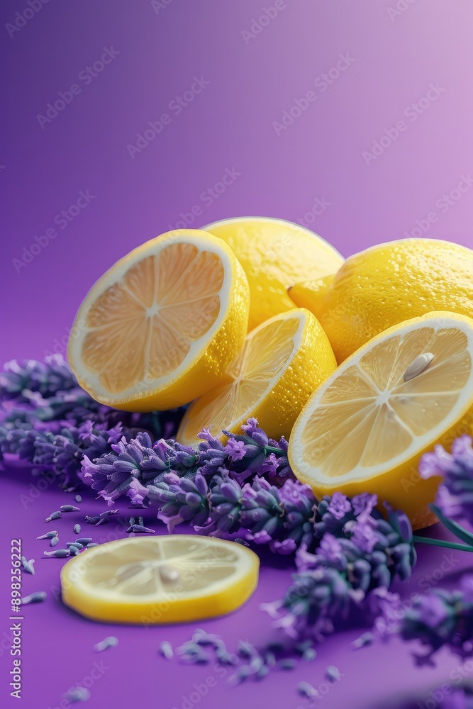 lemon and lavender on the table. Selective focus. lemon and lavender on the table. Selective focus.