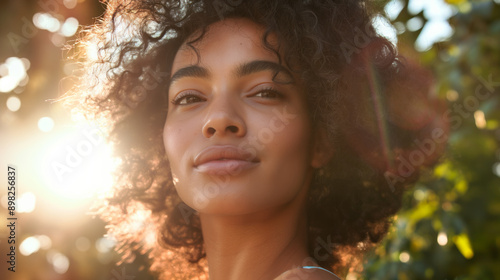 Woman with glowing skin posing in natural sunlight © Mirjana