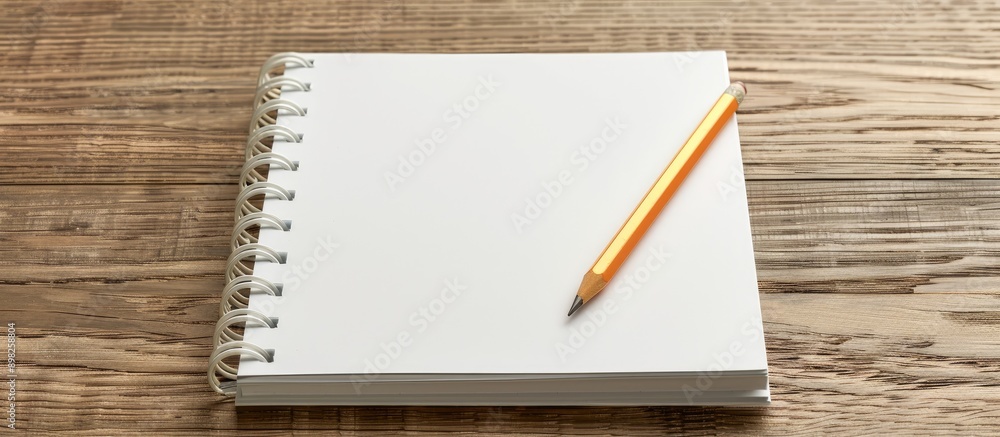 Desk with notepad pencil copy space image