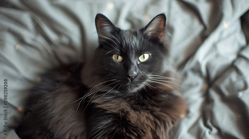 Majestic Black Cat with Intense Gaze - Close-up Portrait of Shiny-Coated Feline with Mysterious Eyes for Pet and Animal Themes Majestic Black Cat with Intense Gaze - Close-up Portrait of Shiny-Coated Feline with Mysterious Eyes for Pet and Animal Themes
