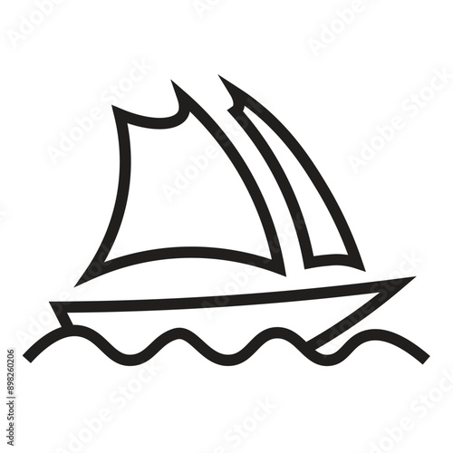 Boat line art Vector silhouette illustration