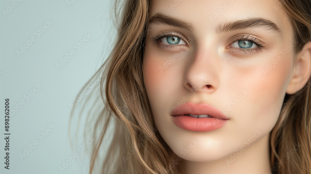 Close-up portrait of a young woman with minimalistic makeup Close-up portrait of a young woman with minimalistic makeup
