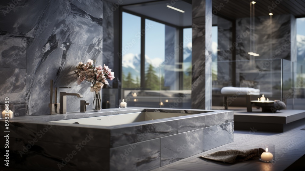 Luxury Bathroom with Mountain Views Luxury Bathroom with Mountain Views