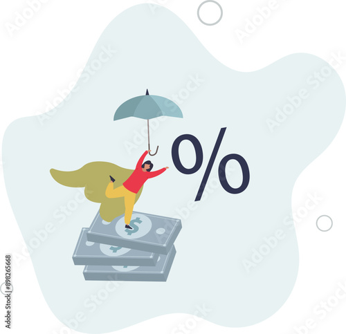 character opening savings account and receiving interest on deposits.flat design.illustration with people.