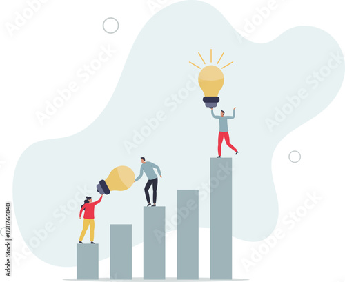 Teamwork and collaboration.people building strong dedicated team and effective cooperation and communication for enterprise.holding bright light bulb .flat design.illustration with people.