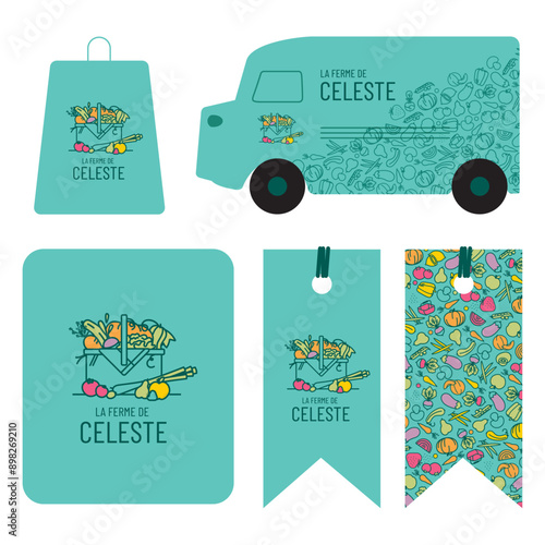 Collection de symboles de fruits et légumes de saison pour logo, identité graphique, marque, magasin, boutique, marchand, marché, primeur, producteur, maraîcher