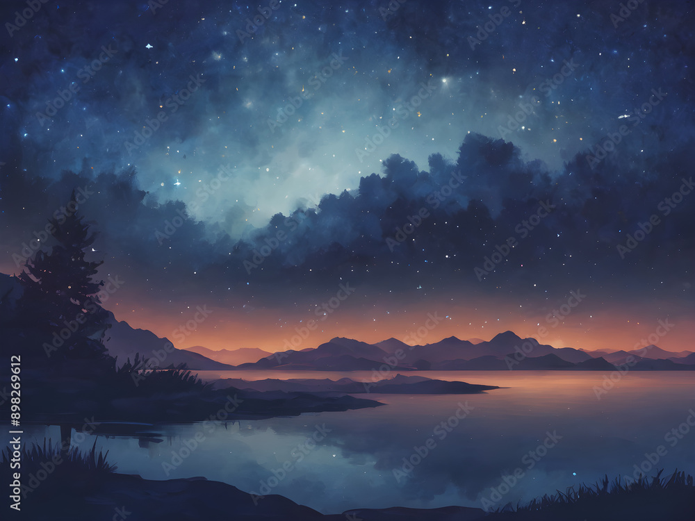 Starry night sky background with deep blue hues Starry night sky background with deep blue hues