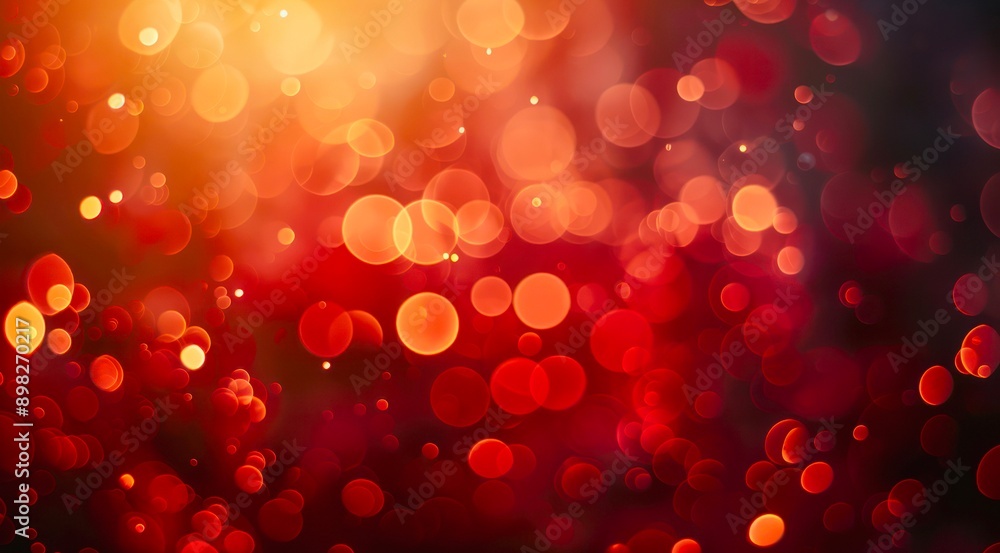 Abstract red bokeh background. Yellow bokeh lights on red background. Abstract red bokeh background. Yellow bokeh lights on red background.