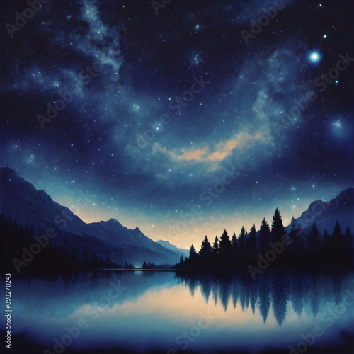 Wallpaper Mural Starry night sky background with deep blue hues Torontodigital.ca