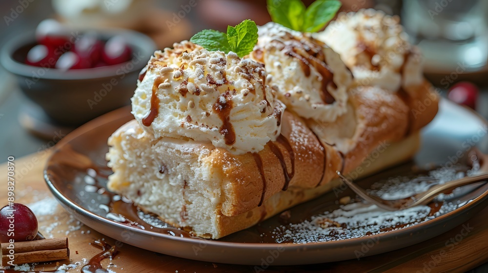Bread with delicious ice cream topping, ice cream with delicious Bread topping Bread with delicious ice cream topping, ice cream with delicious Bread topping