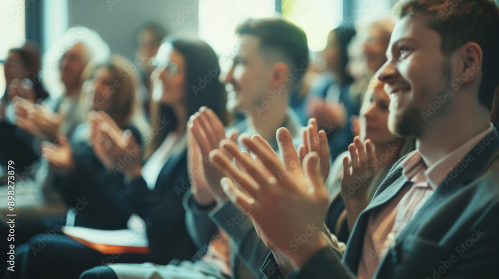 A group of people claps eagerly in a well-lit conference room, highlighting the success and positive energy of a shared experience or event. A group of people claps eagerly in a well-lit conference room, highlighting the success and positive energy of a shared experience or event.