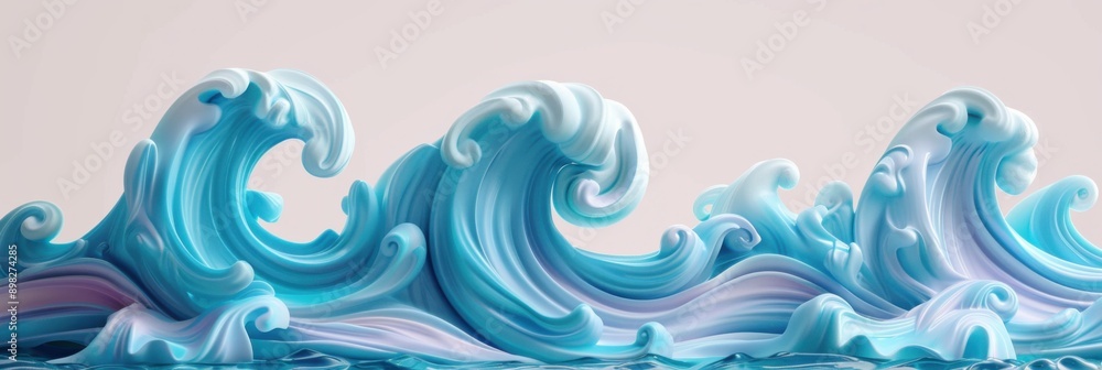 Cartoon Water Wave High-Coloured Aquatic Sculpture Concept in Fun Plasticine Style Cartoon Water Wave High-Coloured Aquatic Sculpture Concept in Fun Plasticine Style