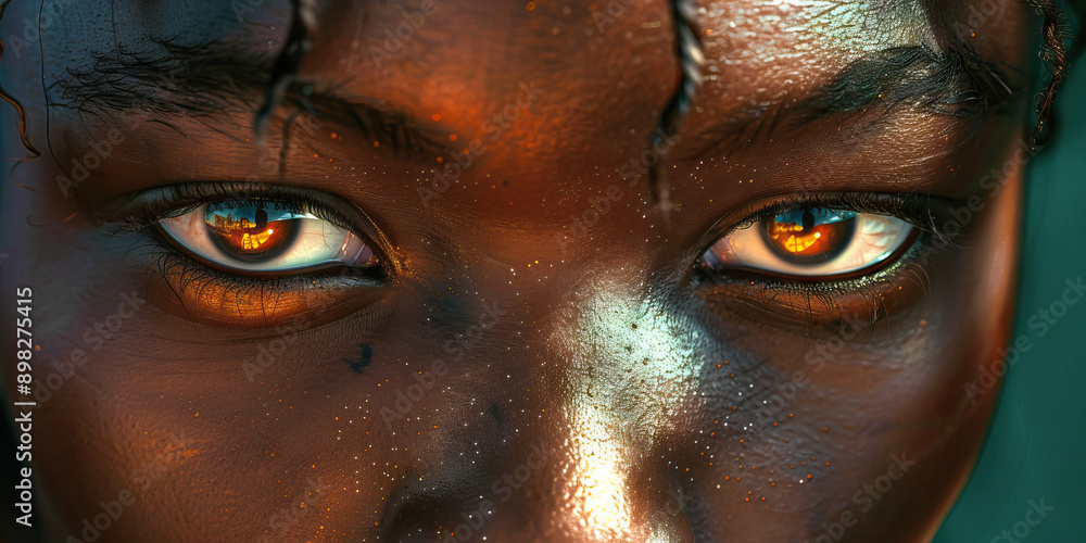 A close-up shot of the same woman's face, without any additional objects. A close-up shot of the same woman's face, without any additional objects.