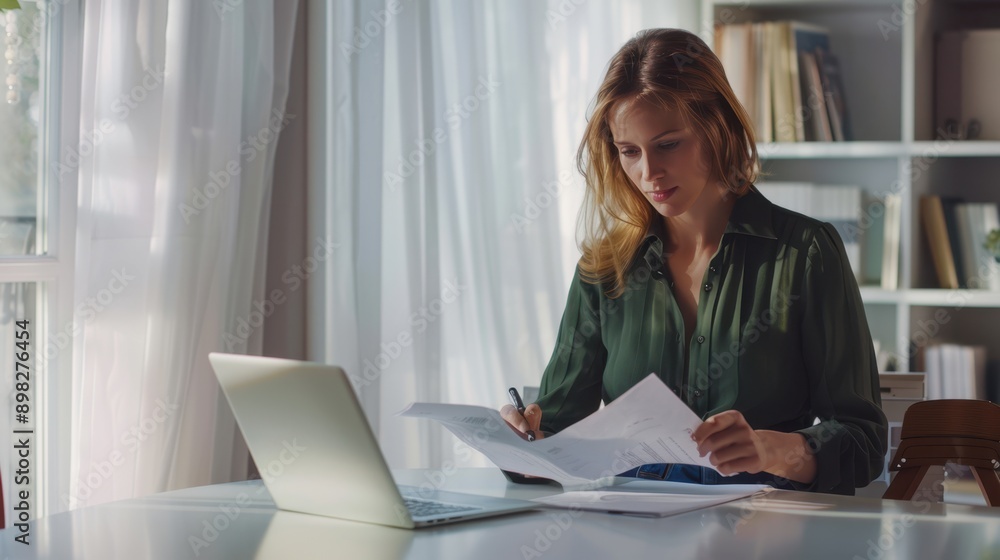A Woman Working at Desk A Woman Working at Desk