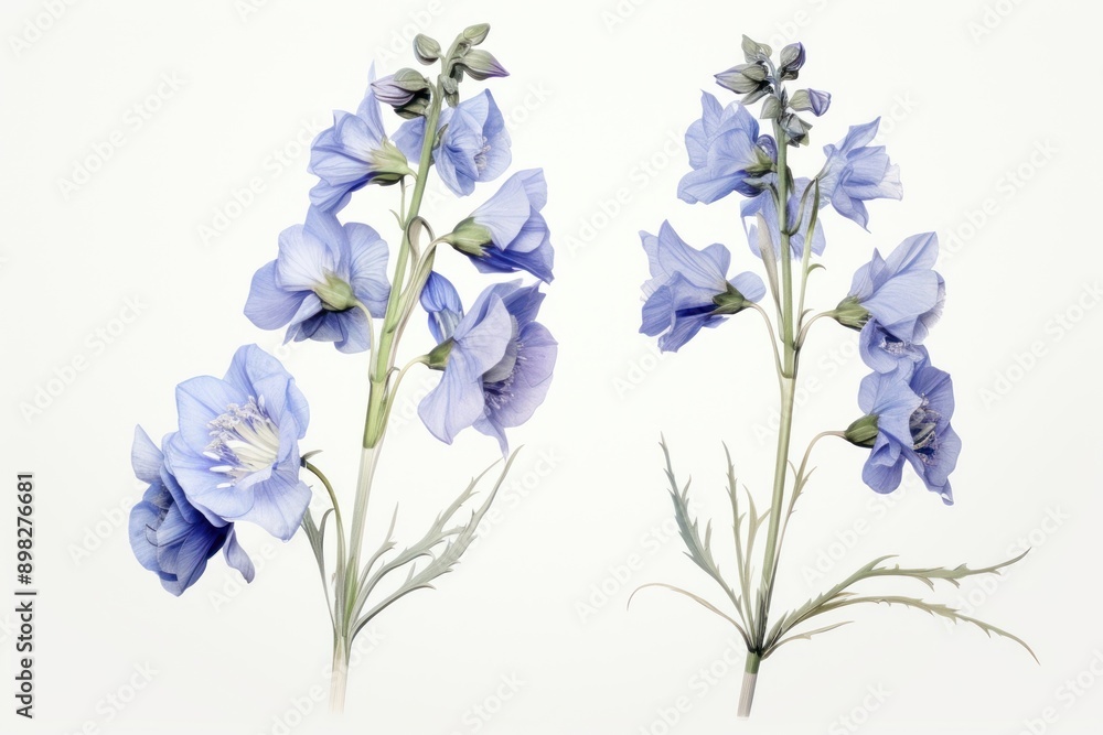 Botanical illustration delphinium flower blossom petal. Botanical illustration delphinium flower blossom petal.