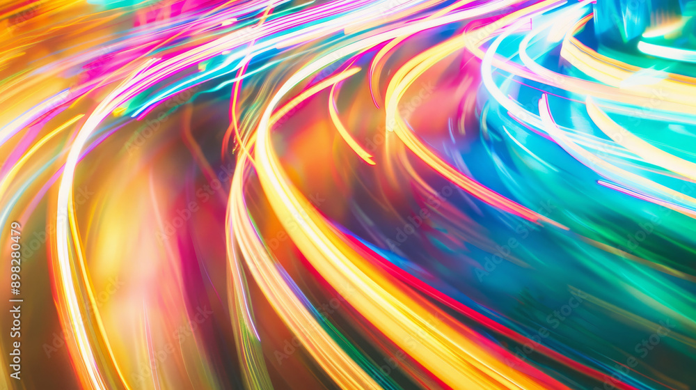Bright, colorful light trails create dynamic, sweeping curves in this vibrant long-exposure photography masterpiece. Bright, colorful light trails create dynamic, sweeping curves in this vibrant long-exposure photography masterpiece.
