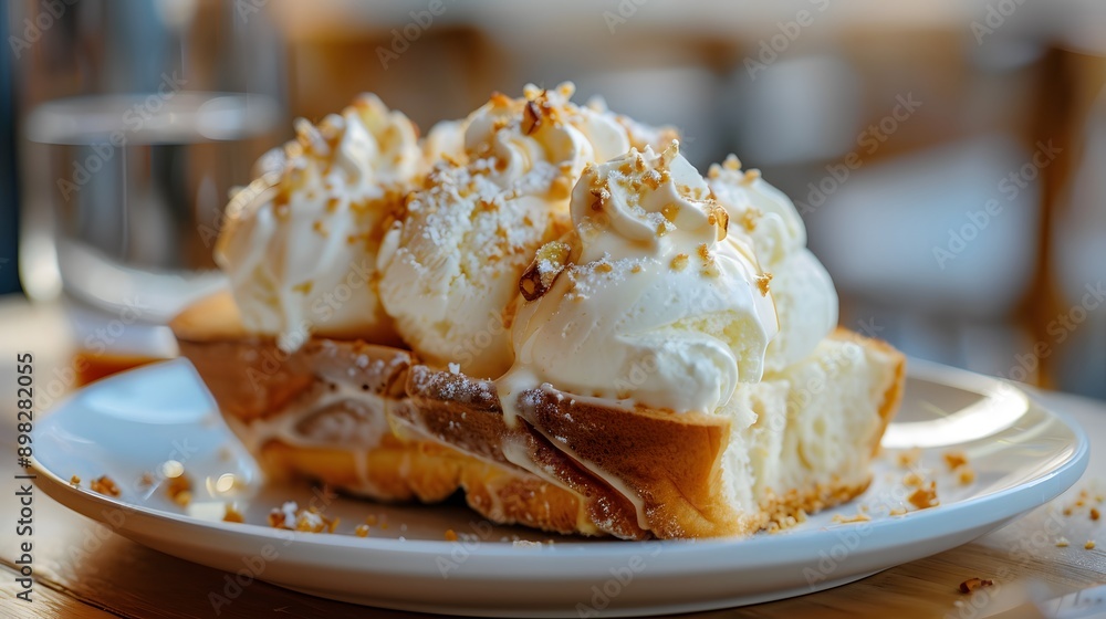Bread with delicious ice cream topping, ice cream with delicious Bread topping Bread with delicious ice cream topping, ice cream with delicious Bread topping