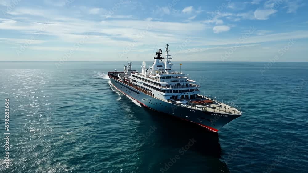 Futuristic Maritime Vessel with Green Technology in Open Sea Futuristic Maritime Vessel with Green Technology in Open Sea