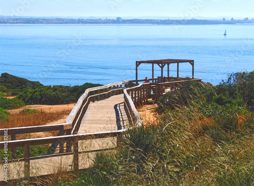 Beautiful nature on the ponta da Piedade hike starting at beach praia de dona ana in Lagos on new wooden boardwalks