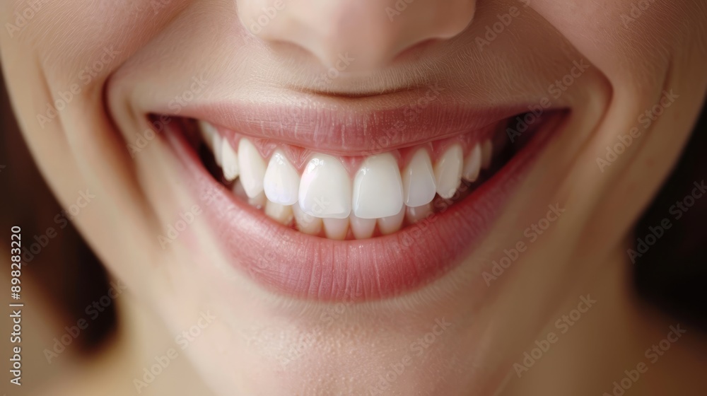 A close-up of a woman smiling as she holds a toothbrush and tube of toothpaste, ready to brush A close-up of a woman smiling as she holds a toothbrush and tube of toothpaste, ready to brush