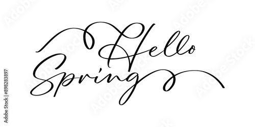 Hello spring lettering design isolated on transparent background