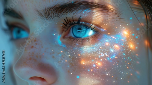 Close Up of Person With Blue Eyes