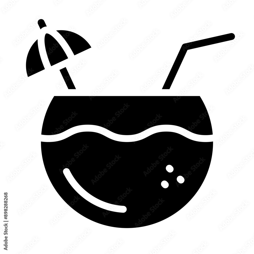 Coconut Drink Vector Glyph Icon Design Coconut Drink Vector Glyph Icon Design