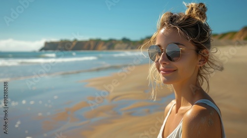 Woman Standing on Beach Next to Ocean
