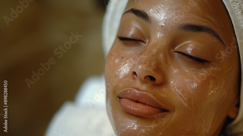 Woman Washing Face With Soap in Bathroom