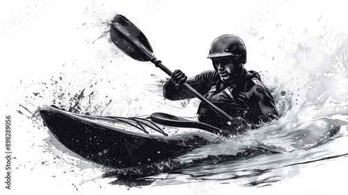 A Kayaker's Determination in a Black And White World
