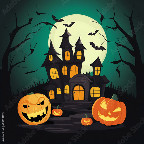 Halloween background in a flat style