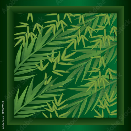 Printleaf background set of natural ecology elements, green leaves, environment and natural ecology signs. Leaves on green background