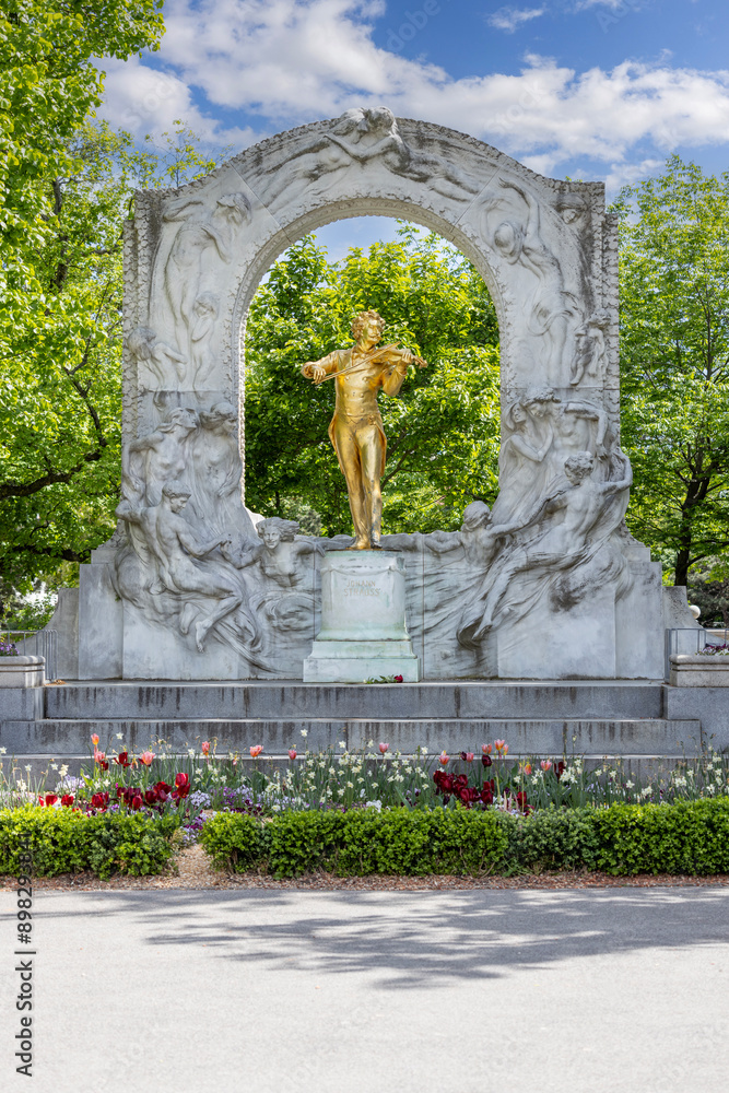 Austrian composer Johann Strauss monument, located in the city park (Stadtpark), Vienna, Austria