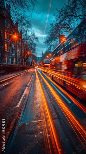 Bustling City Street With Heavy Traffic at Night