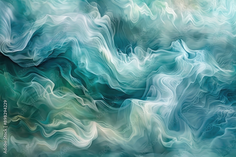 Swirling waves of muted blues and greens, AI generated Swirling waves of muted blues and greens, AI generated