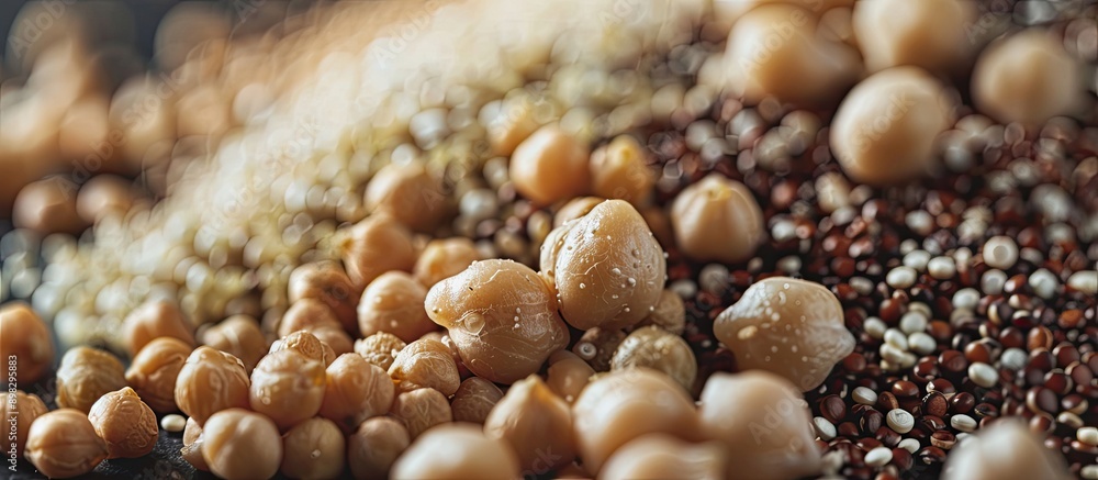 A close up image featuring a superfood recipe background with quinoa and chickpeas perfect for a copy space image A close up image featuring a superfood recipe background with quinoa and chickpeas perfect for a copy space image