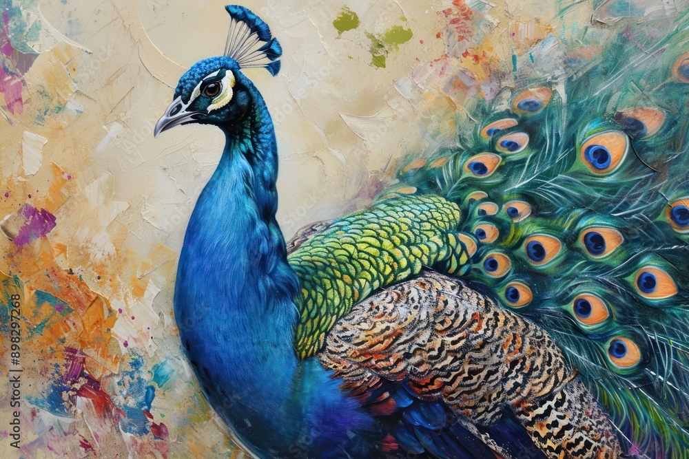 Fototapeta premium Peacock peacock painting drawing.