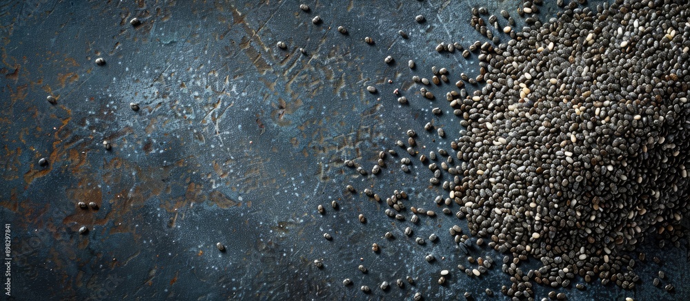 Close up shot of chia seeds on a pristine background with copy space image available Close up shot of chia seeds on a pristine background with copy space image available