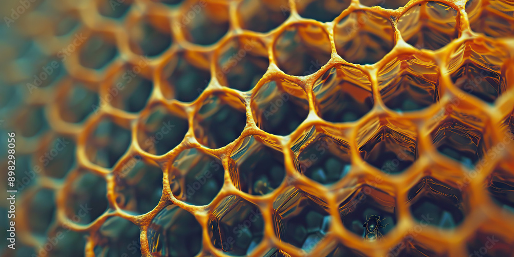 Honeycomb Structure: A close-up of a beehive, revealing intricate hexagonal cells. Honeycomb Structure: A close-up of a beehive, revealing intricate hexagonal cells.
