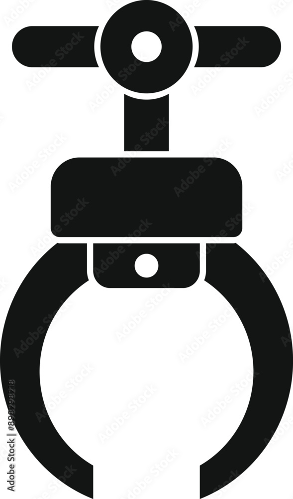Simple vector icon of an industrial robot arm gripper holding an object Simple vector icon of an industrial robot arm gripper holding an object