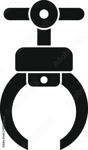 Simple vector icon of an industrial robot arm gripper holding an object