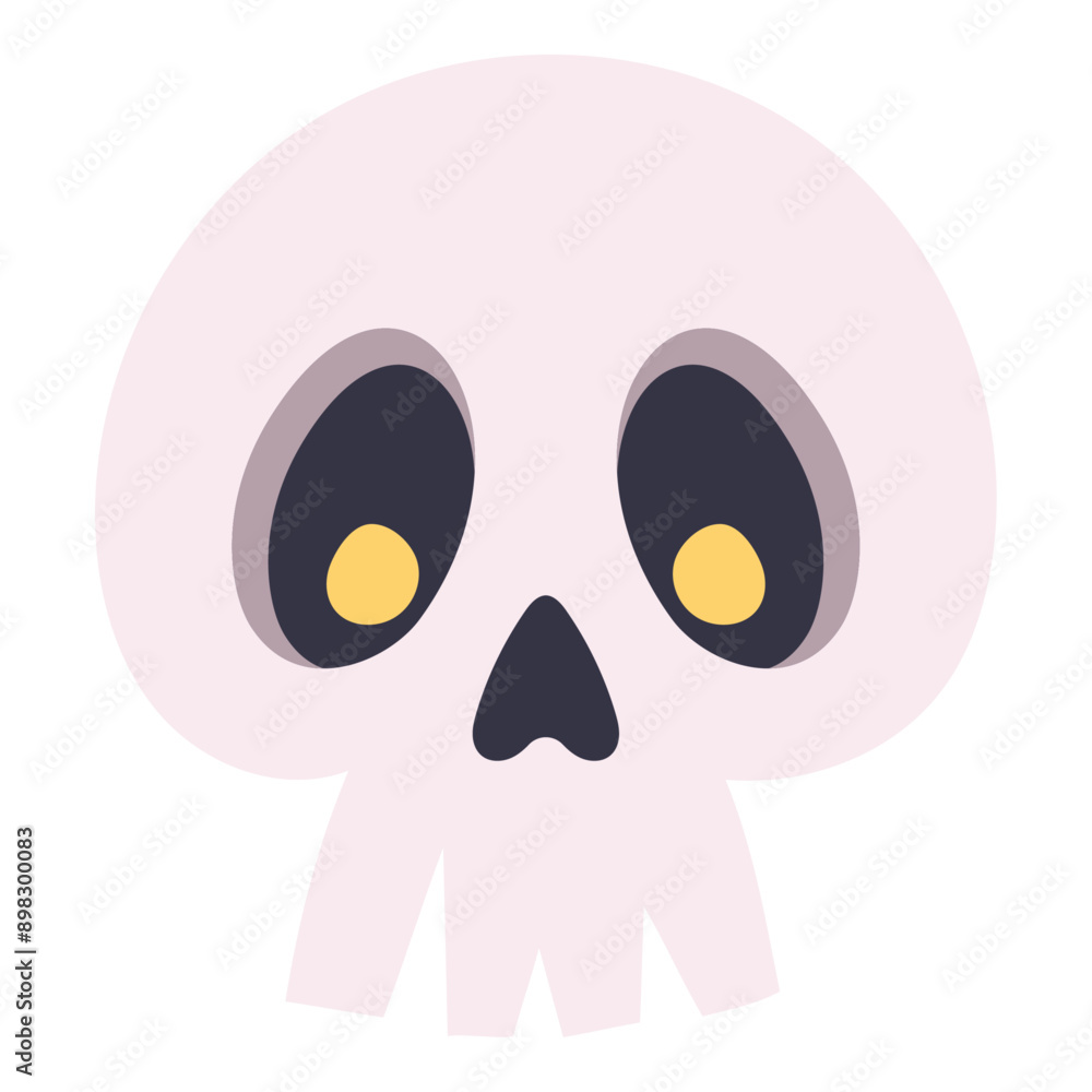 Fototapeta premium Skull, vector illustration isolated on white background. Halloween holiday decorative element. Death and danger concepts.