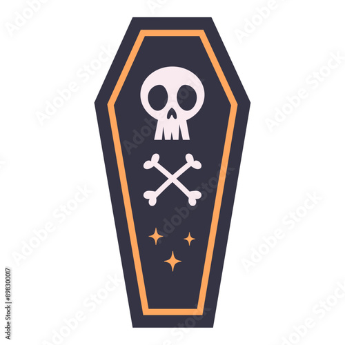 Halloween Coffin Front View Hand Drawn