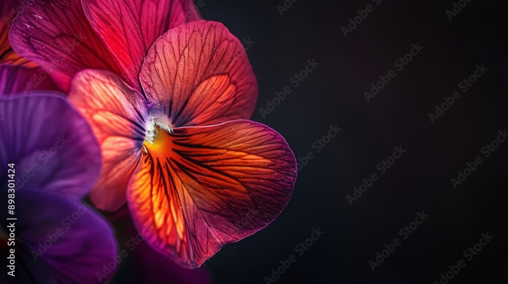 Fototapeta premium A tight shot of a purple flower with a contrasting red and yellow center